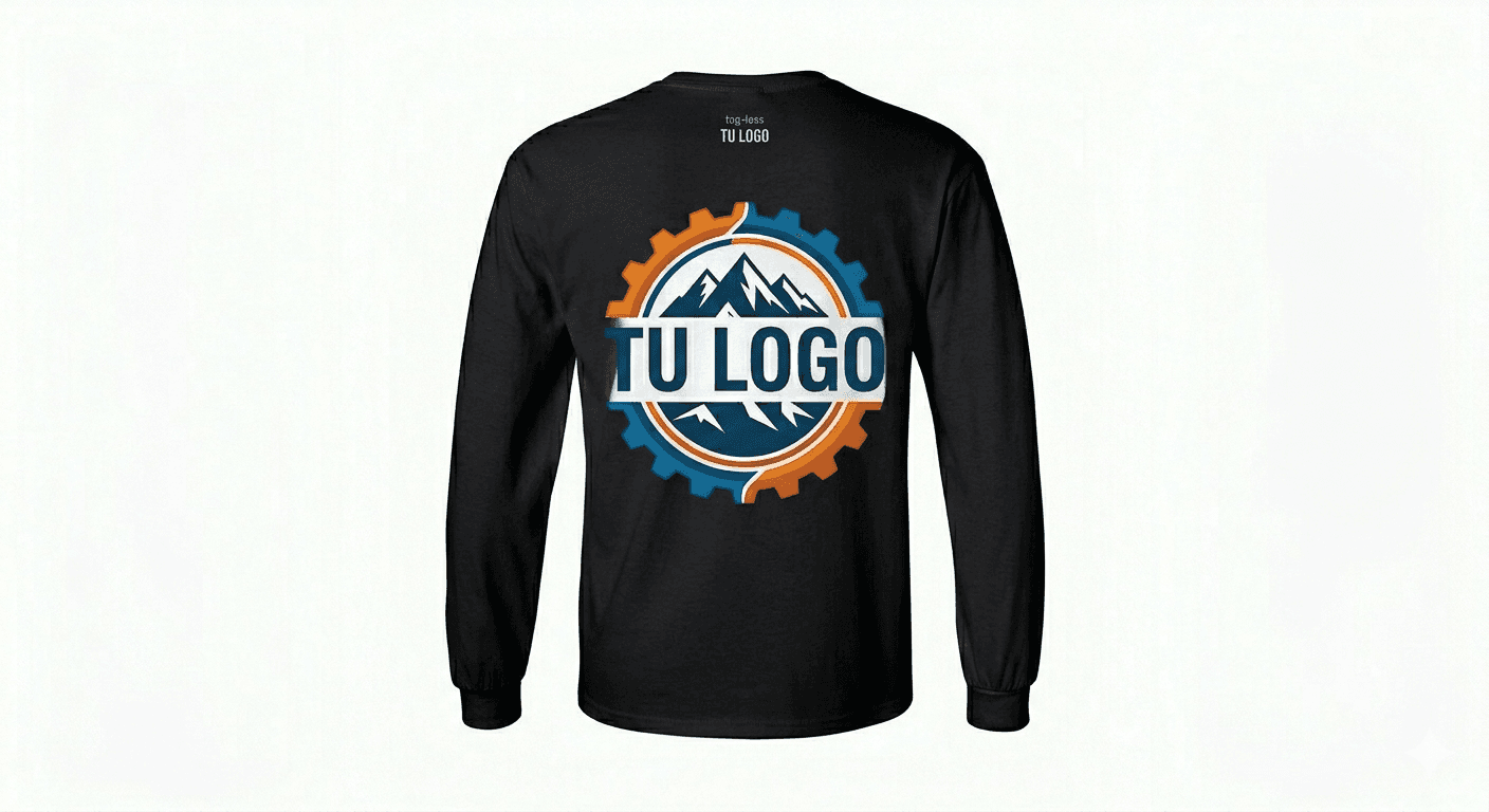 camiseta manga larga negra tu logo grande front